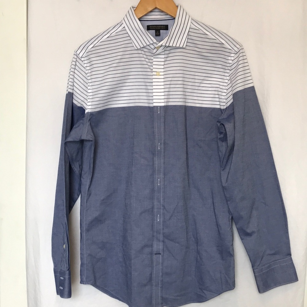 Light blue and white striped BR Button down